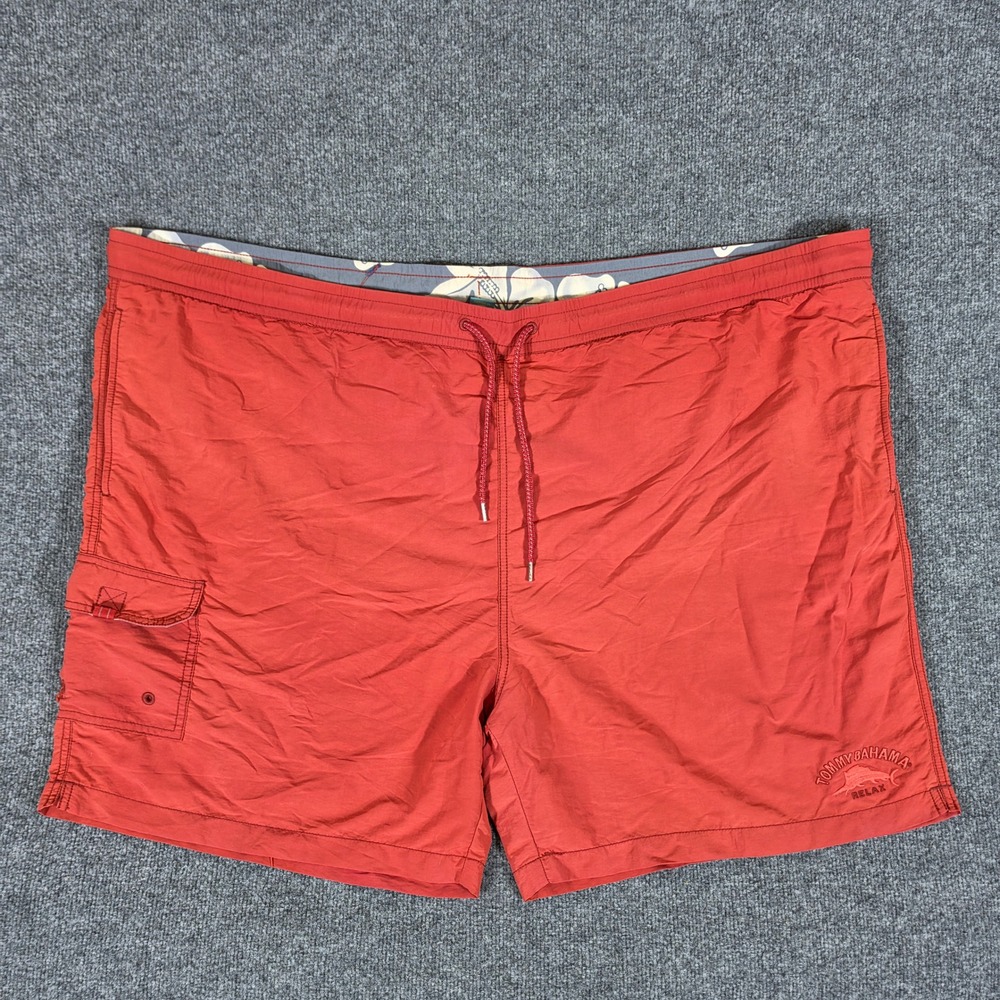 Tommy Bahama Relax Mens 4XT Red Swim Trunks Cargo Pocket Mesh Lined Big & Tall